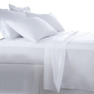 Juego de sábanas blancas línea hotel percal 144 hilos 100% algodón, disponible en 1 plaza a king.