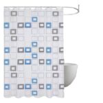 Cortina de Baño Estampada Con Protector y Ganchos