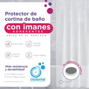 Protector de Cortina de Baño con Imanes Adherentes