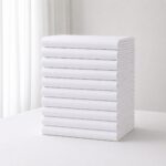 PACK x10 SÁBANAS PLANAS BLANCAS - LÍNEA HOTEL - Percal 180 H- 50% Algodón – 50% poliéster