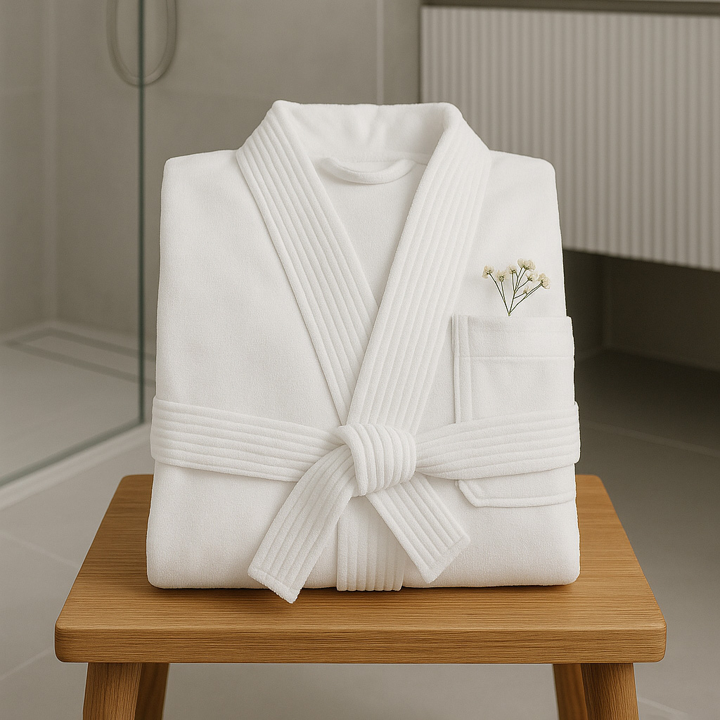 bata de hotel luxury velour 4 BATA DE BAÑO TONDOSADA - LUXURY VELOUR - Blanca- 100% Algodón - Image 1
